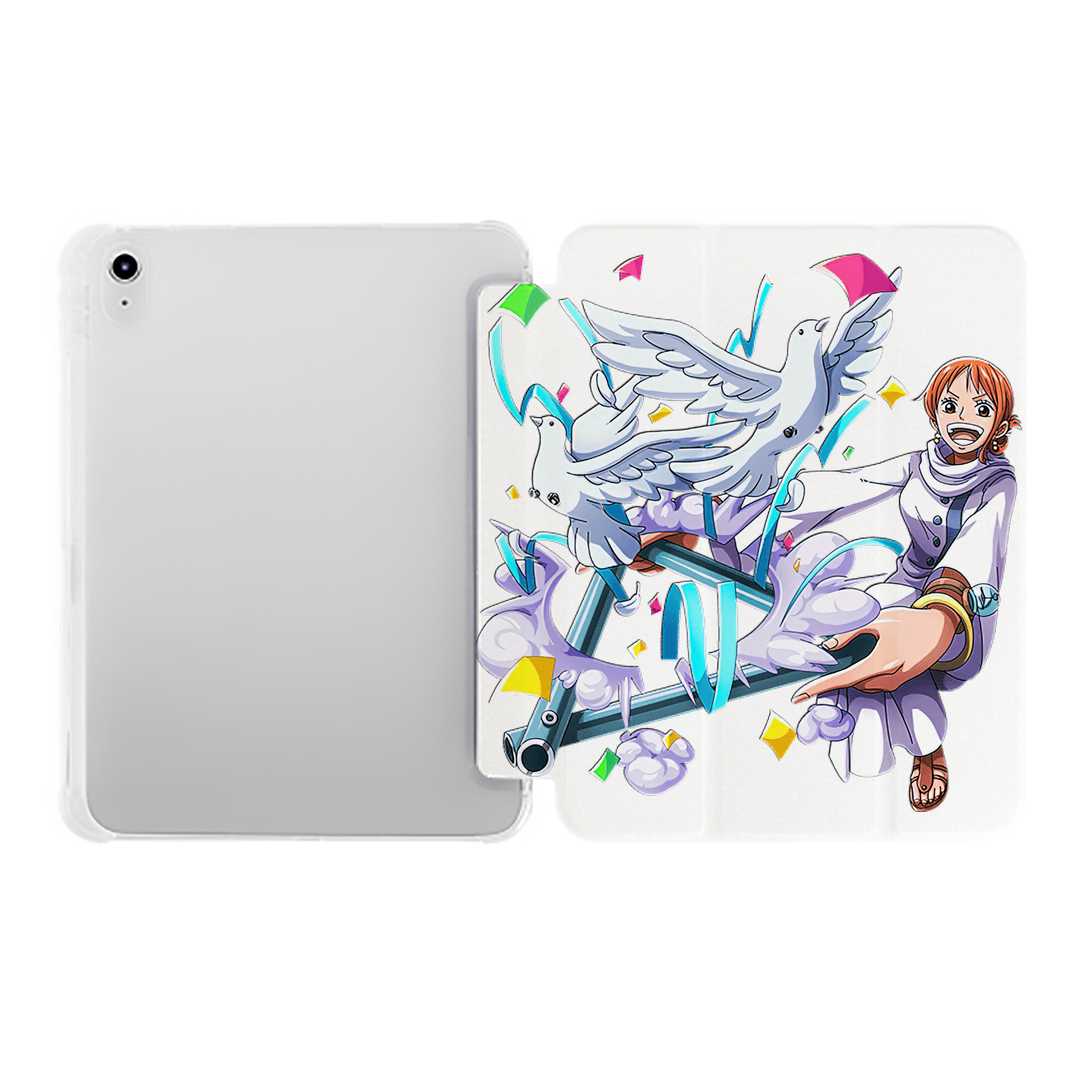 （画像用） ワンピース ナミ ONE PIECE Nami IPad ケース ペン収納付き 三つ折りスタンド PUレザー×シリコン 対応機種9.5/10.5/10.9インチ
